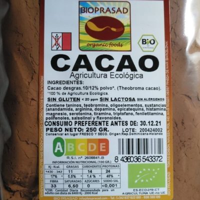 CACAO EN POLVO DESGRASADO 250 GR.