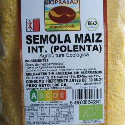 SÉMOLA DE MAÍZ INTEGRAL "POLENTA" 500 GR.
