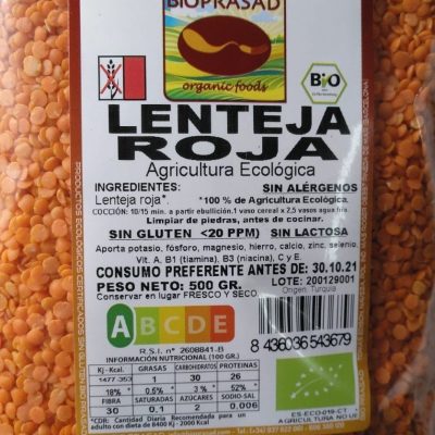 LENTEJA ROJA 500 GR.