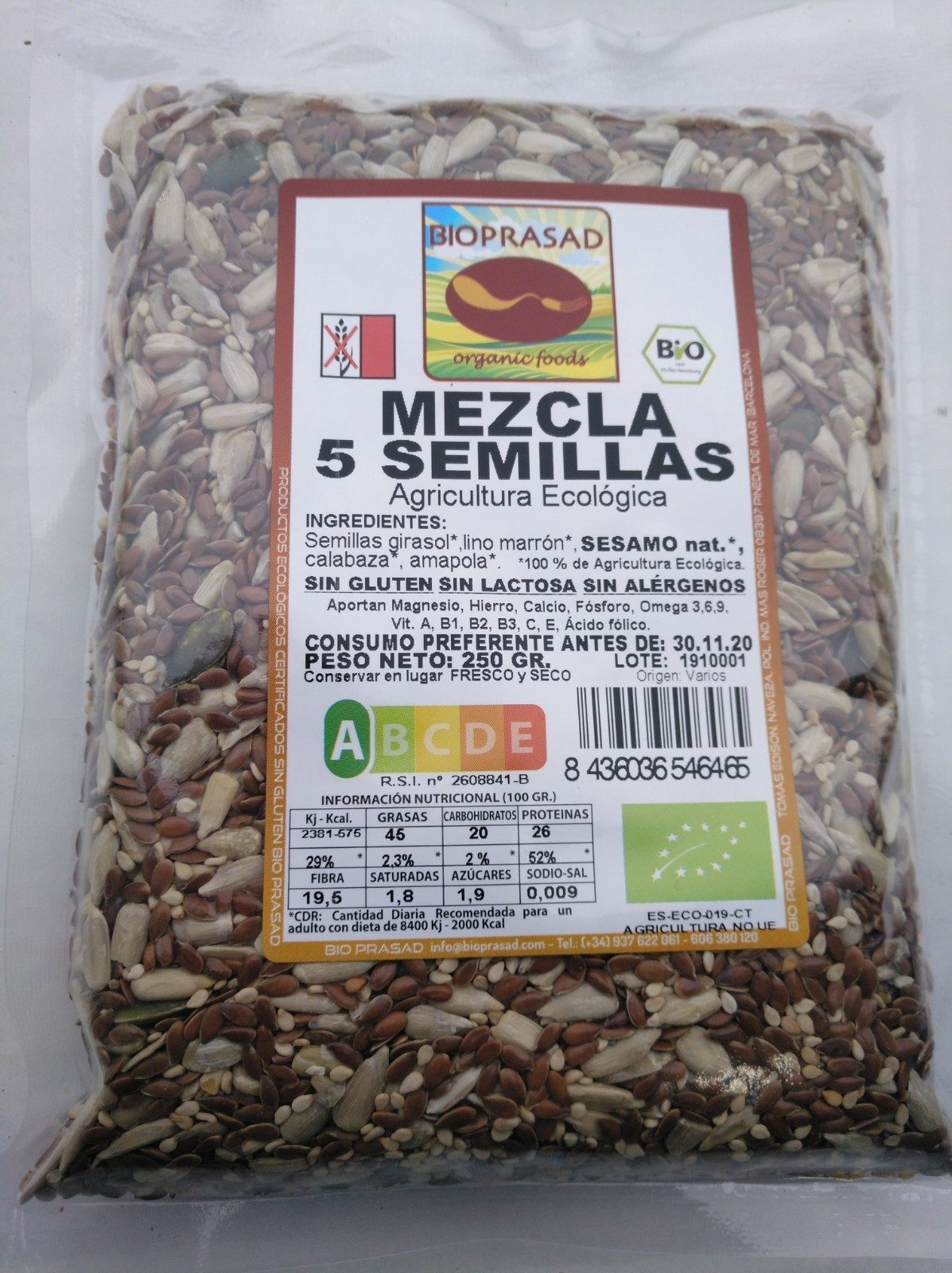 MEZCLA 5 SEMILLAS PAN 250 GR. (foto 1)