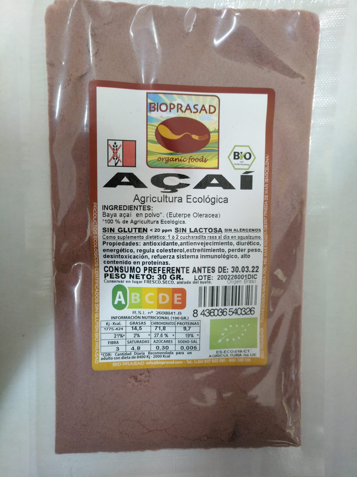 AÇAI EN POLVO 30 GR. (foto 1)