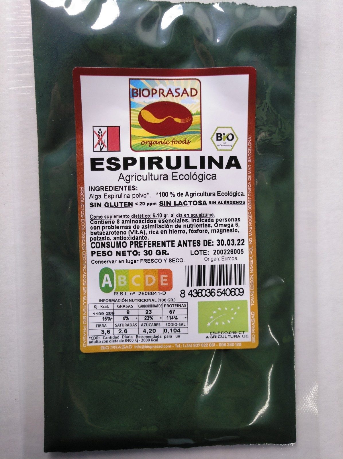 ESPIRULINA EN POLVO 30 GR. (foto 1)