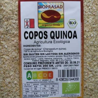 COPOS DE QUINOA REAL BLANCA 250GR.