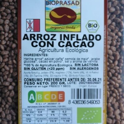 ARROZ INFLADO CON CACAO 200 GR.