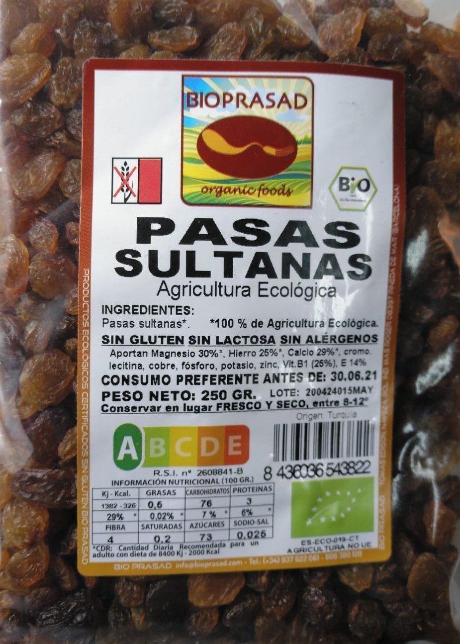 PASAS SULTANAS 250 GR. (foto 1)